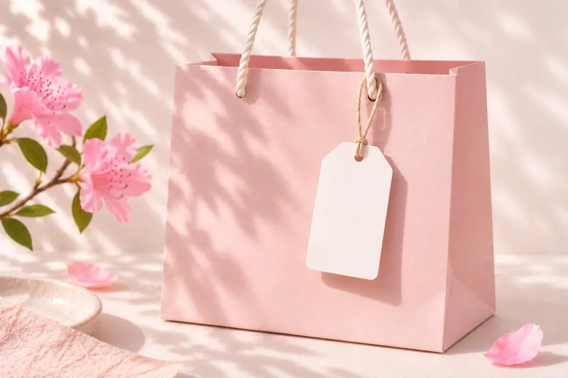 Rosé Einkaufstüte mit leerem Anhänger